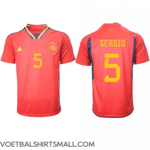 Spanje Sergio Busquets #5 Voetbalkleding Thuisshirt WK 2022 Korte Mouwen
